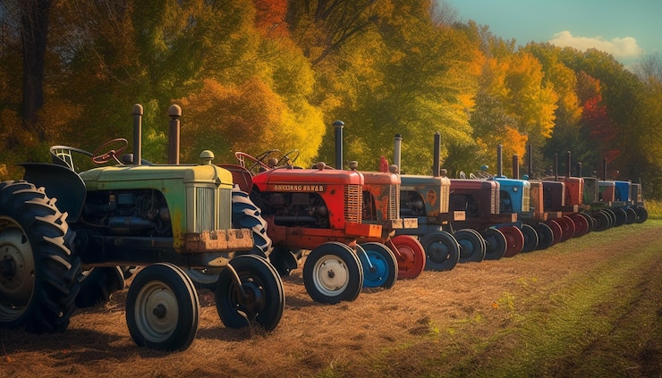Foto gratuito i macchinari pesanti dell'agricoltura raccolgono il prato giallo generato dall'intelligenza artificiale