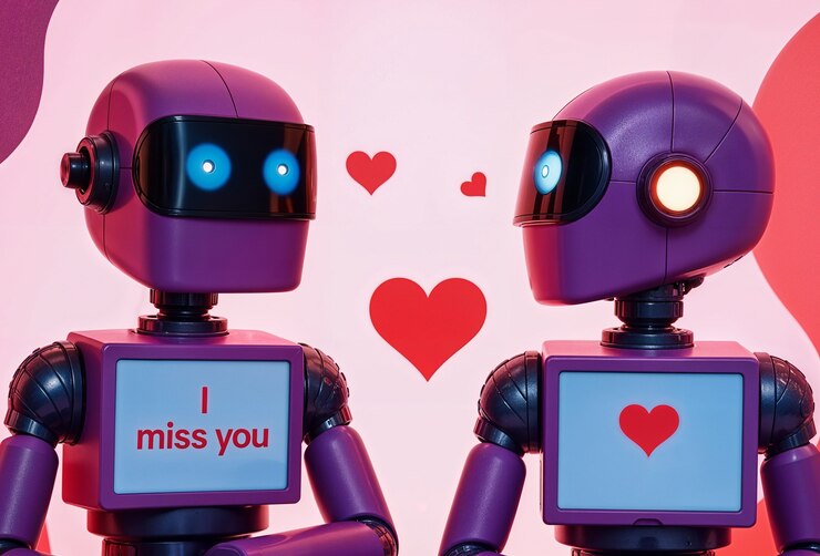 Foto gratuito i robot innamorati festeggiano il giorno di san valentino