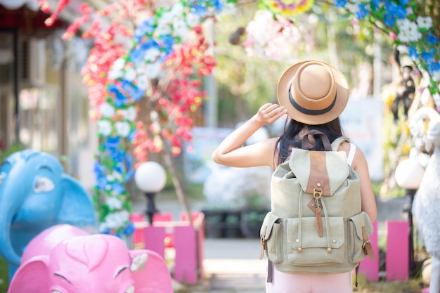 I viaggiatori femminili viaggiano felicemente.