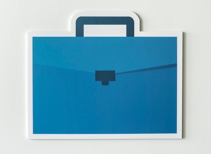 Foto gratuito icona blu borsa valigetta affari