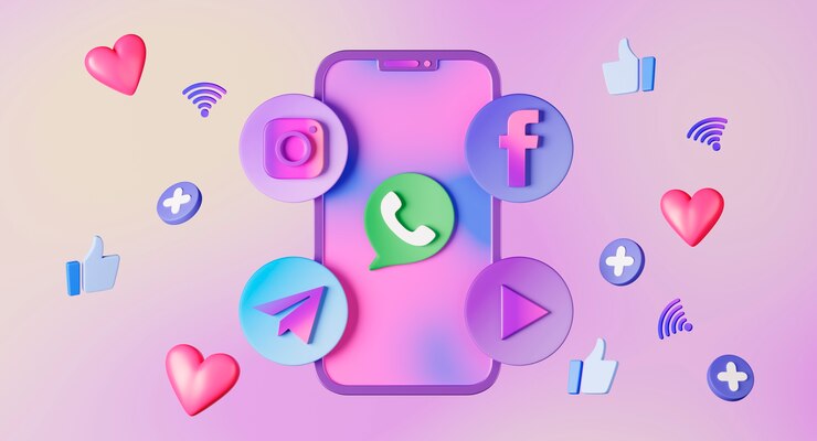 Foto gratuito icone di comunicazione e social media
