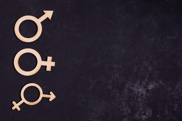 Icone di concetto di uguaglianza di genere con lo spazio della copia