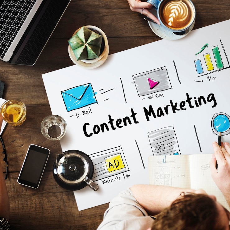 Foto gratuito icone di marketing dei media di strategia online