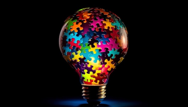 Idee luminose illuminate da lampade elettriche incandescenti generate dall'intelligenza artificiale