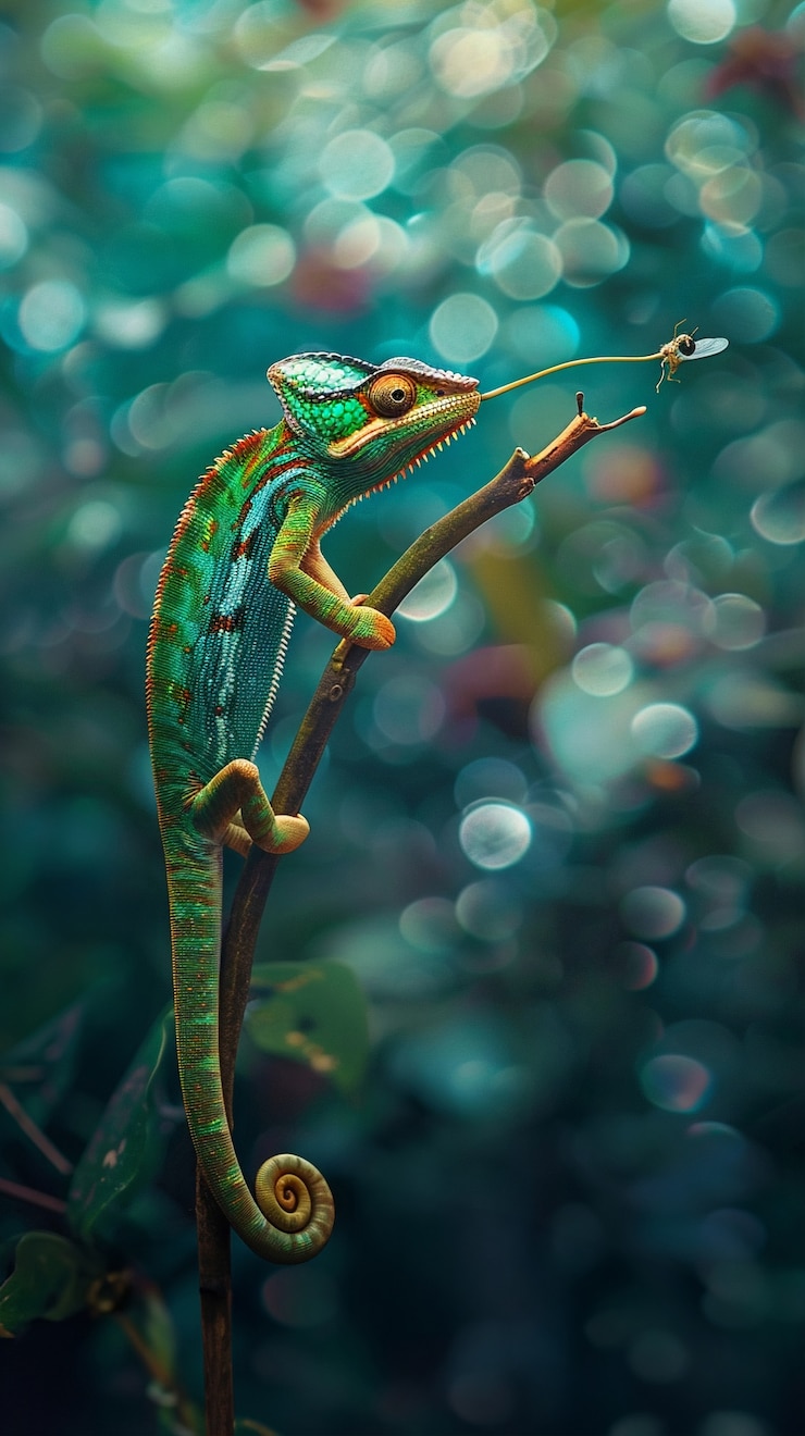 Foto gratuito il camaleonte affascinante in natura
