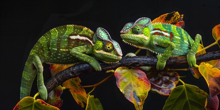Foto gratuito il camaleonte affascinante in natura