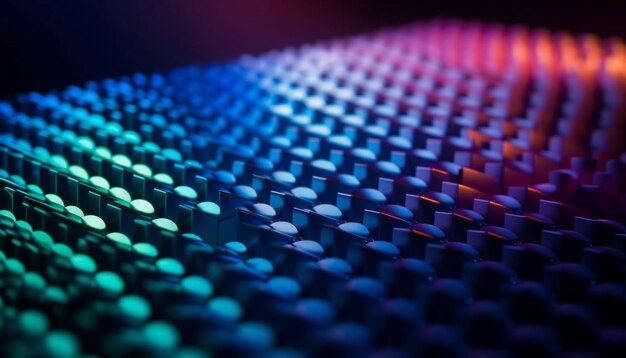 Il cerchio luminoso della tecnologia futuristica illumina la discoteca generata dall'intelligenza artificiale