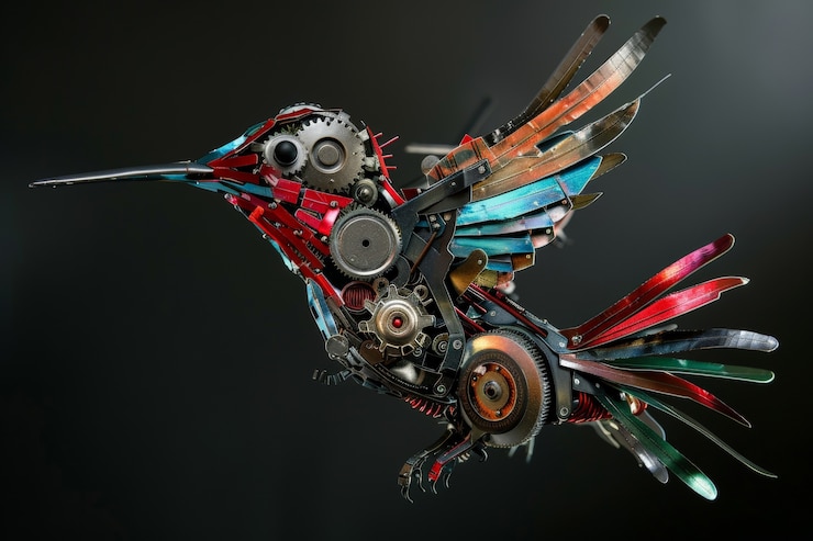 Foto gratuito il colibrì robotico futuristico