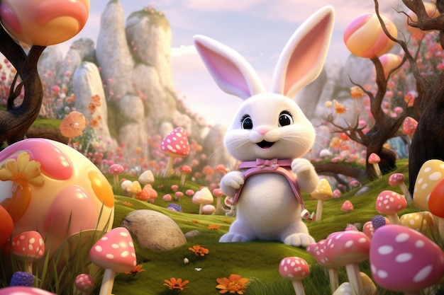 Il coniglietto di Pasqua in un mondo immaginario