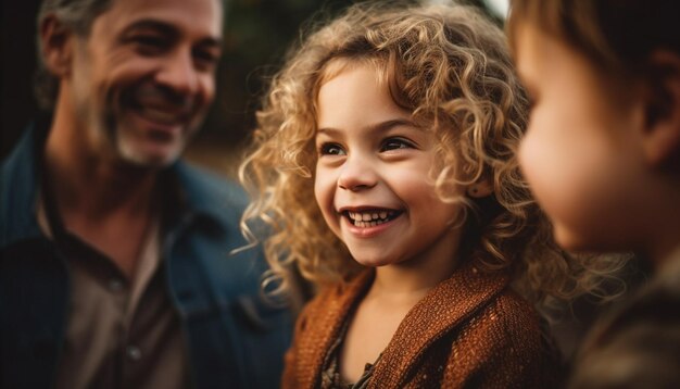 Il legame familiare che si gode il divertimento estivo spensierato della natura generato dall'intelligenza artificiale