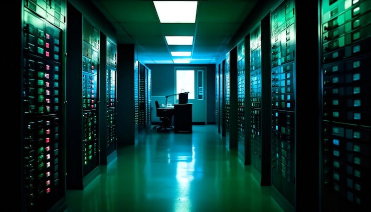 Foto gratuito il mainframe futuristico protegge le comunicazioni globali nella rete generata dall'intelligenza artificiale