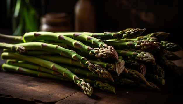 Il pacchetto di asparagi biologici è un sano pasto gourmet generato dall'intelligenza artificiale