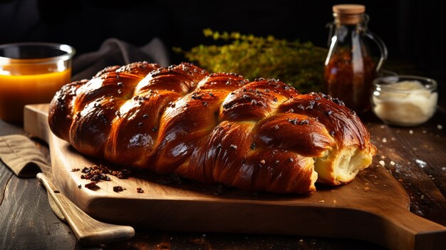 Il piatto di Challah per Hanukkah sulla tavola