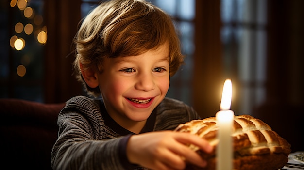 Il piatto di Challah per Hanukkah sulla tavola