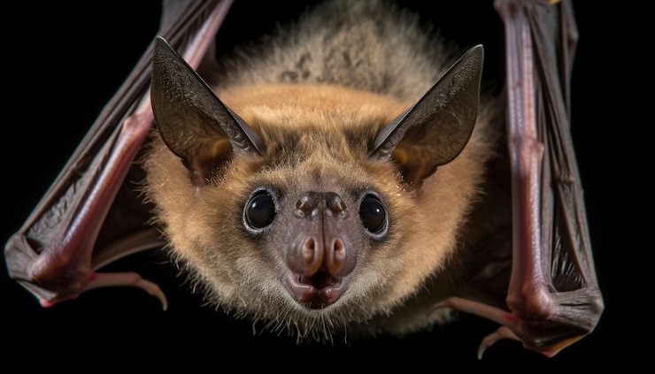 Foto gratuito il pipistrello peloso fissa spaventato nella notte oscura generata dall'ia