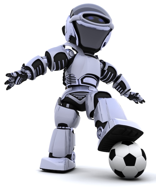 Il rendering 3D di un calcio di robot gioco