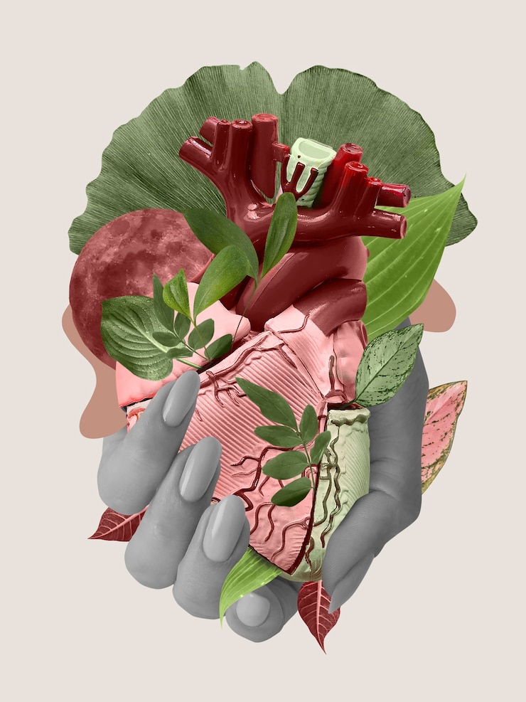 Foto gratuito il senso del tatto e il collage del cuore
