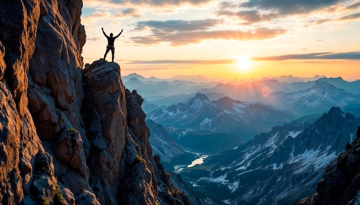 Foto gratuito il tramonto in cima alla montagna