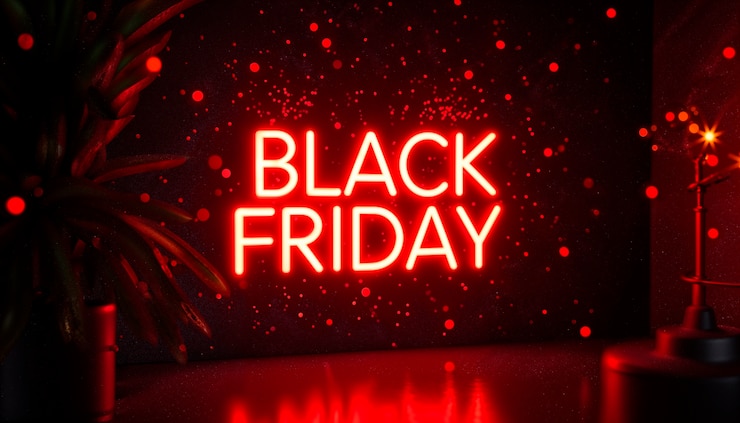 Foto gratuito illuminazione al neon per le vendite del venerdì nero