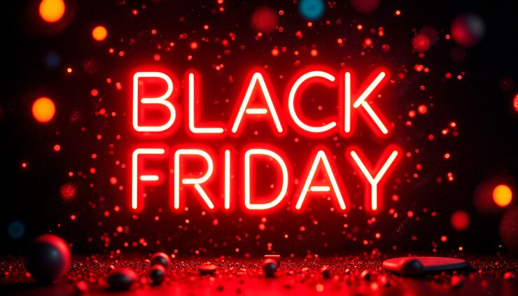 Foto gratuito illuminazione al neon per le vendite del venerdì nero