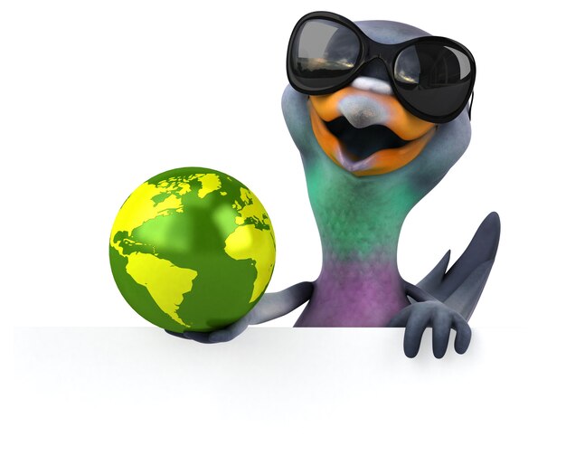 Illustrazione 3D di piccione divertente