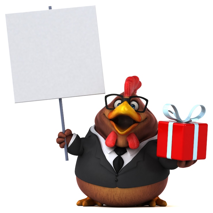 Foto gratuito illustrazione 3d di pollo divertente