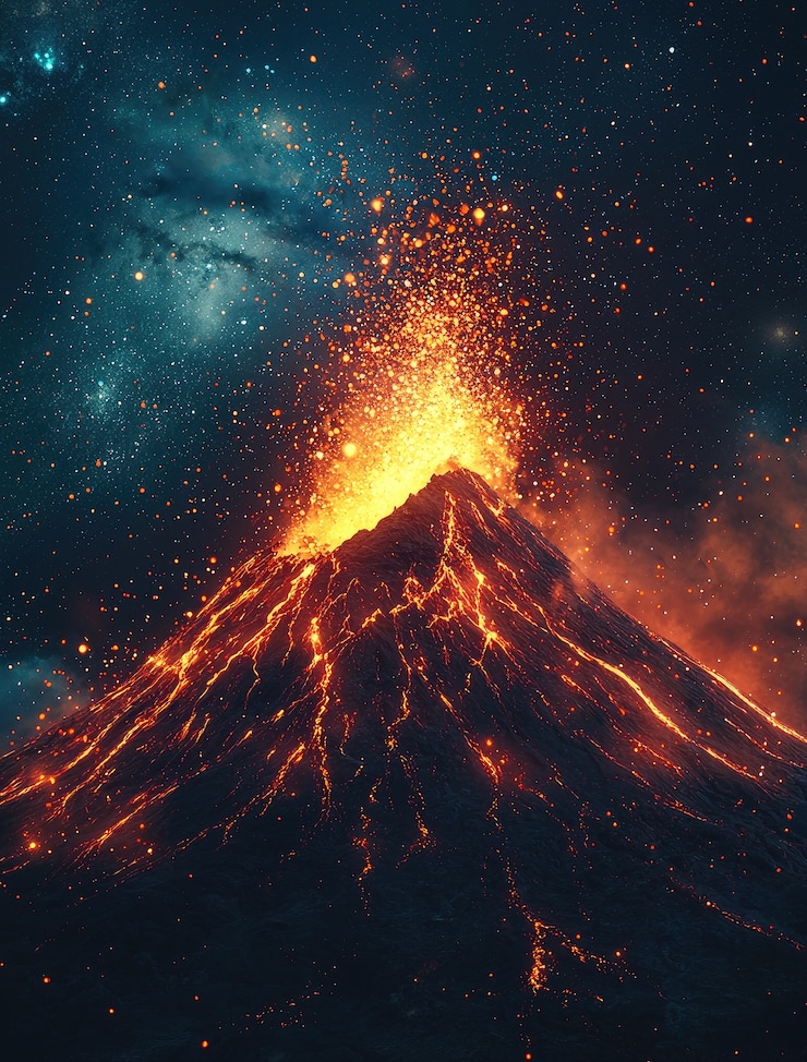 Foto gratuito illustrazione artistica digitale del vulcano