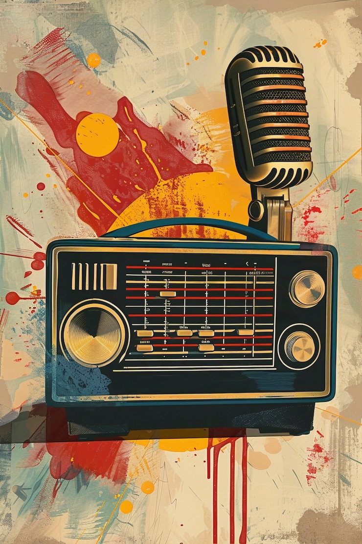 Foto gratuito illustrazione d'arte digitale retro della tecnologia radio
