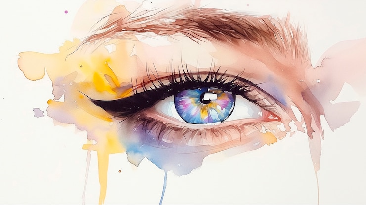 Foto gratuito illustrazione degli occhi in acquerello