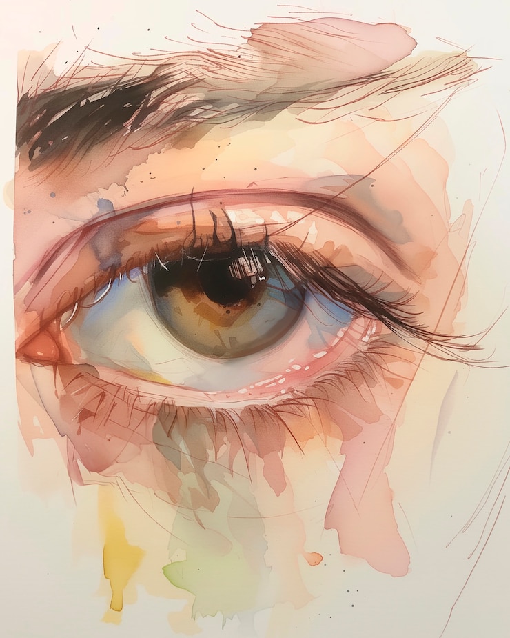 Foto gratuito illustrazione degli occhi in acquerello