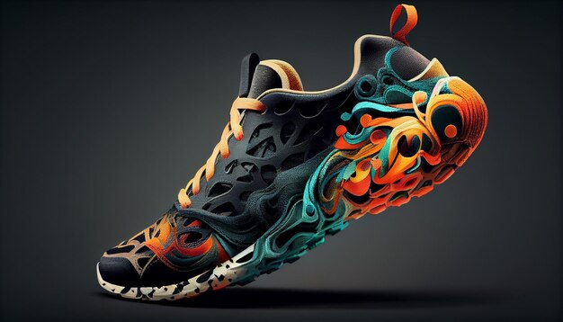 Illustrazione del design del paio di scarpe sportive generata da AI