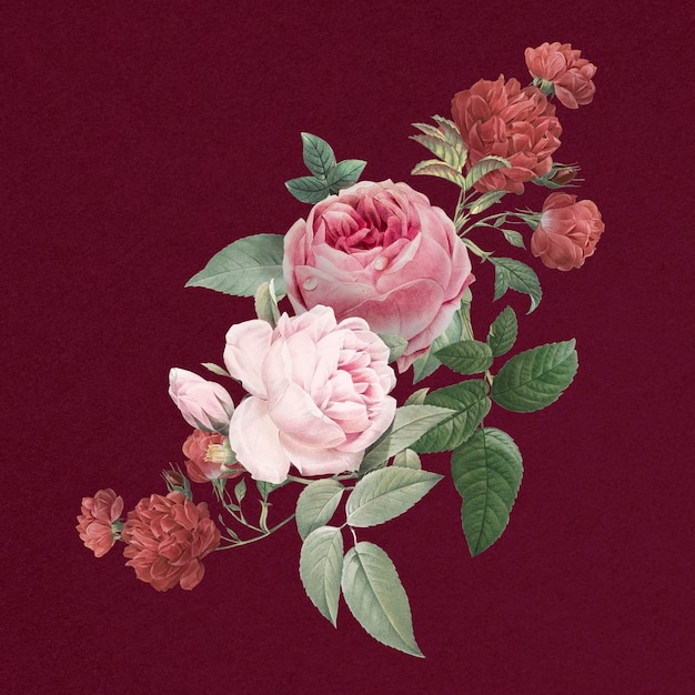 Illustrazione del mazzo di fiori di rose rosa elegante