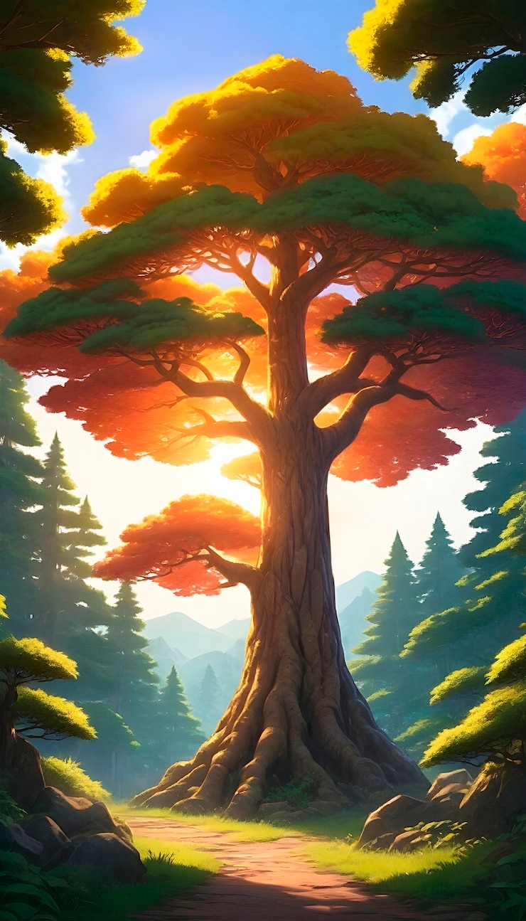 Foto gratuito illustrazione dell'albero dell'anime