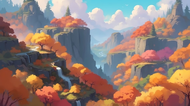 Illustrazione della stagione autunnale in stile arte digitale