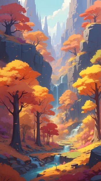 Illustrazione della stagione autunnale in stile arte digitale
