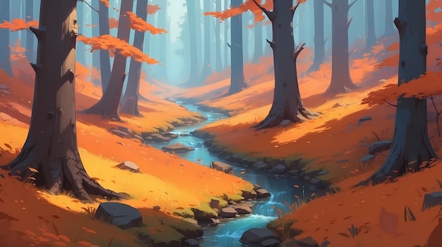 Illustrazione della stagione autunnale in stile arte digitale