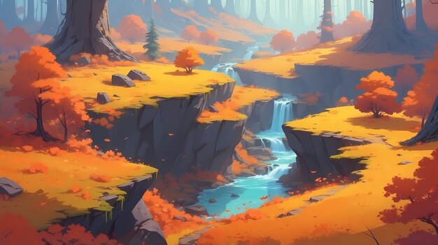 Illustrazione della stagione autunnale in stile arte digitale
