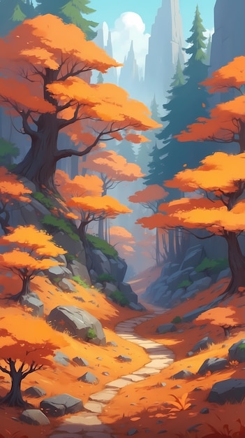 Illustrazione della stagione autunnale in stile arte digitale