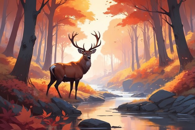 Illustrazione della stagione autunnale in stile arte digitale