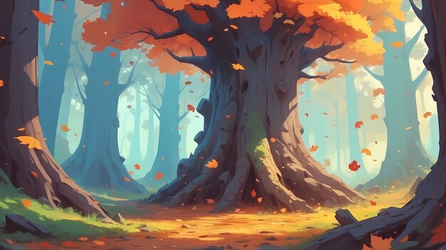 Illustrazione della stagione autunnale in stile arte digitale
