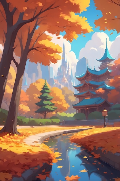 Illustrazione della stagione autunnale in stile arte digitale