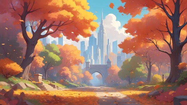 Illustrazione della stagione autunnale in stile arte digitale