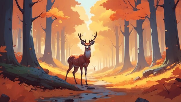 Illustrazione della stagione autunnale in stile arte digitale