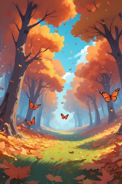 Illustrazione della stagione autunnale in stile arte digitale
