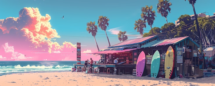 Foto gratuito illustrazione delle hawaii in stile fumetto retro