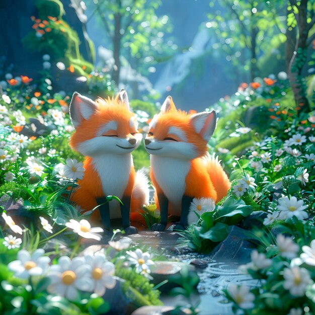 Illustrazione di cartoni animati 3d fox