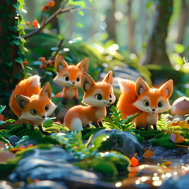 Illustrazione di cartoni animati 3d fox