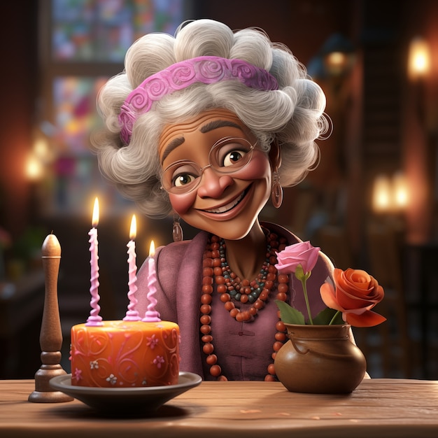 Illustrazione di cartoni animati per la celebrazione del compleanno 3D