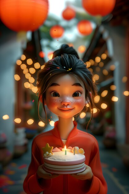 Illustrazione di cartoni animati per la celebrazione del compleanno 3D