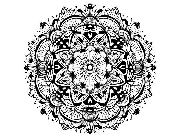 Foto gratuito illustrazione di mandala line art